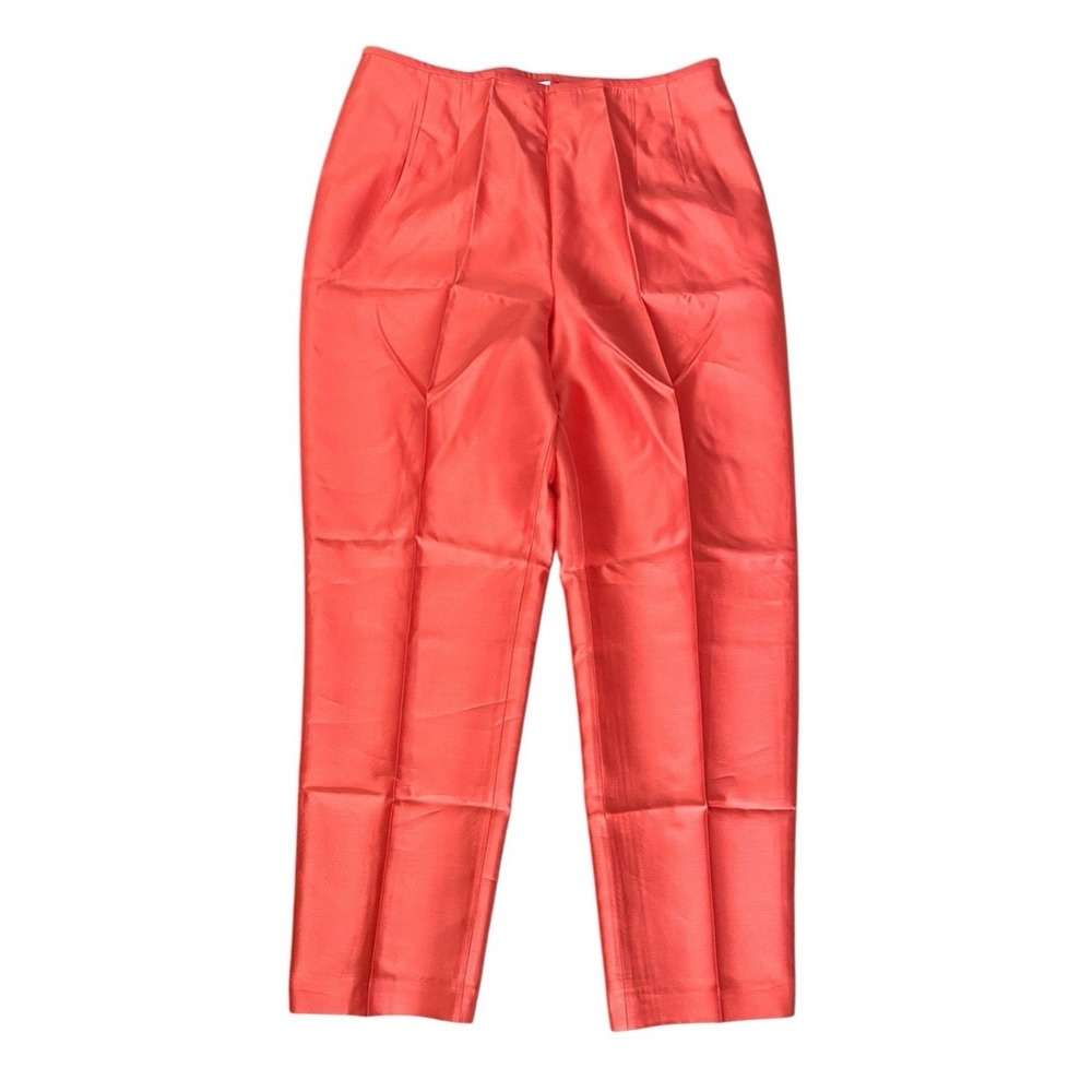 VTG Talbots Womens 100% Silk Peach Pink Straight Leg Pants Size 14 NWT NOS